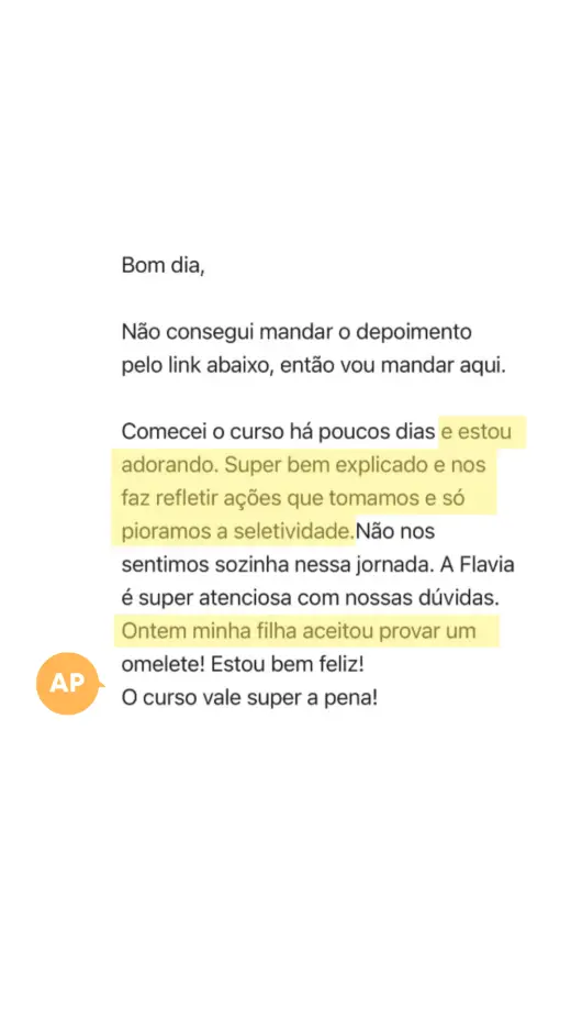 Depoimento Aluna CBSE — Filha provou omelete